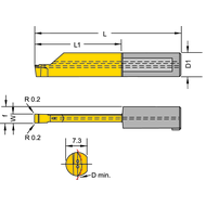 Cutting insert L012.0200-10 axial grooving 8 b=2.0 L1=10 Dmin=12 mm AL41F